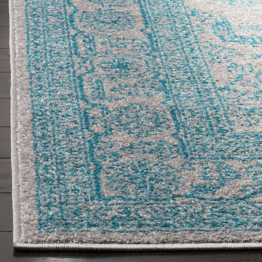 Tapis médaillon en polypropylène gris/bleu, 91 x 152 cm — vue 4