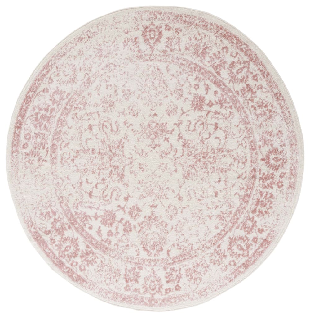 Tapis vintage patiné en polypropylène blanc/rose, 152 cm