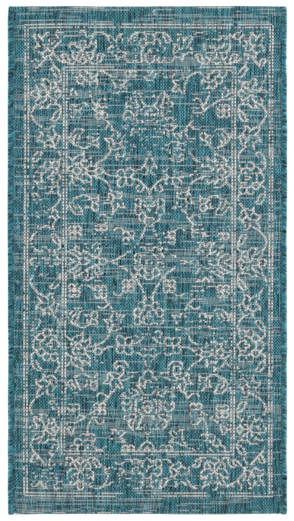 Tapis géométrique en polypropylène bleu, 61 x 109 cm