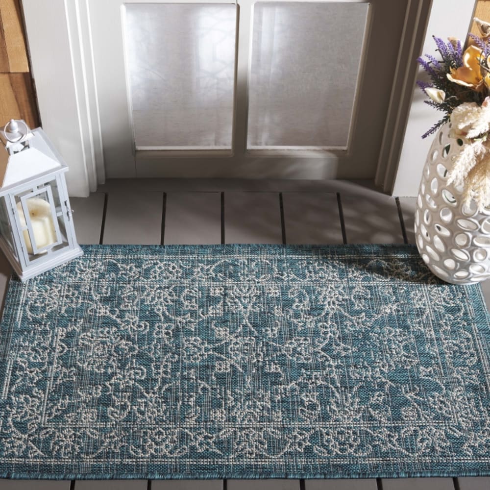 Tapis géométrique en polypropylène bleu, 61 x 109 cm — vue 3