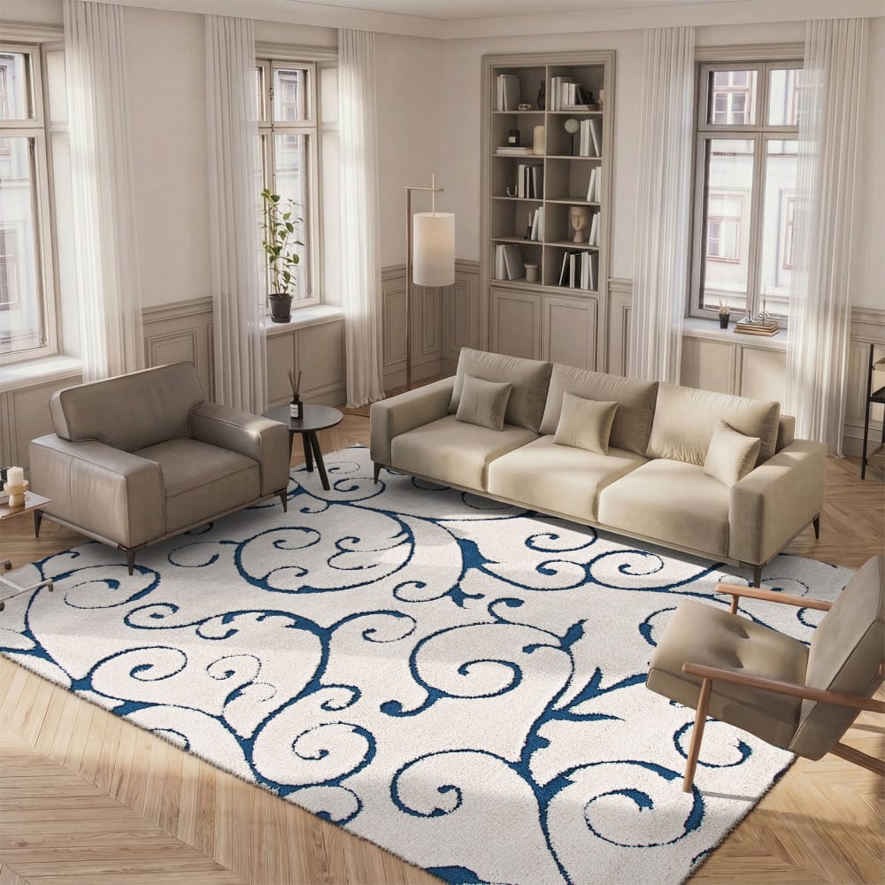 Tapis en polypropylène beige/bleu, 183 x 274 cm — vue 4
