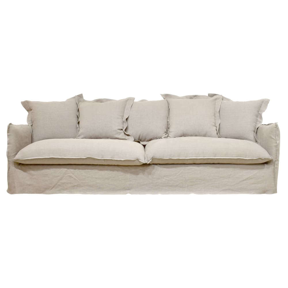 Canapé 4/5 places en lin supérieur beige