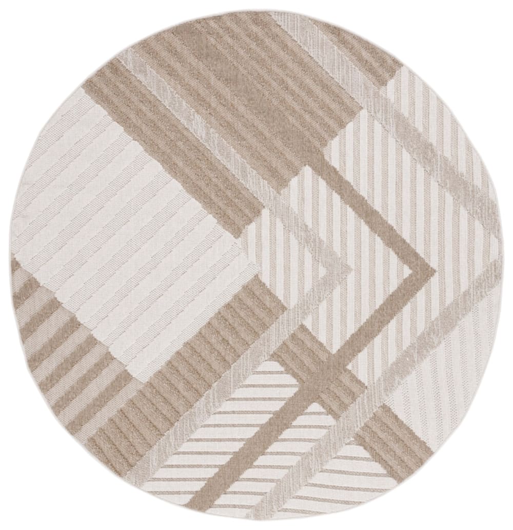 Tapis géométrique en polypropylène beige, 201 cm