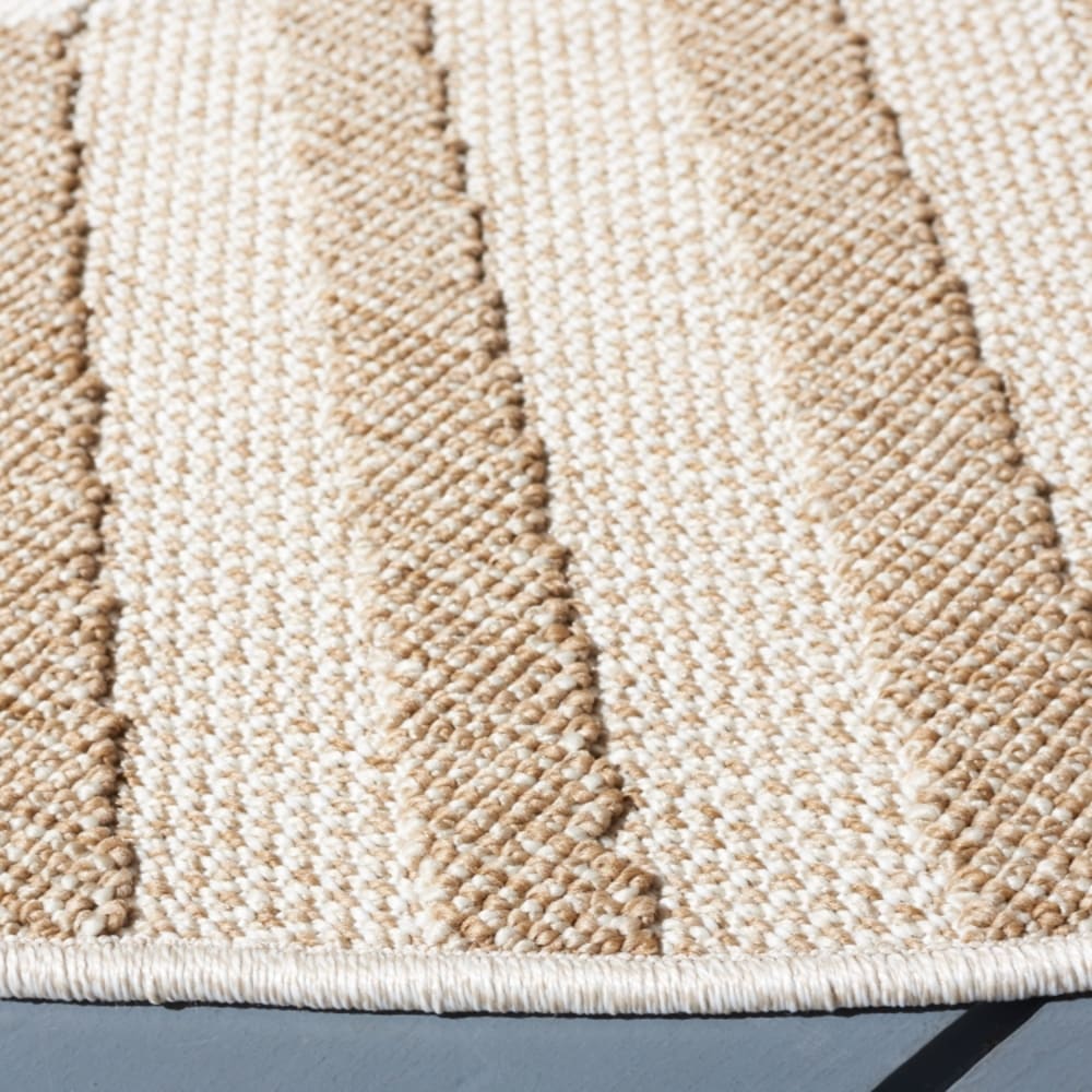 Tapis géométrique en polypropylène beige, 201 cm — vue 4