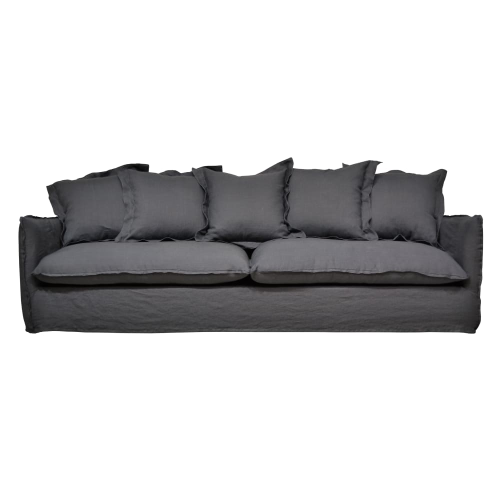 Canapé 5 places en lin lavé gris anthracite