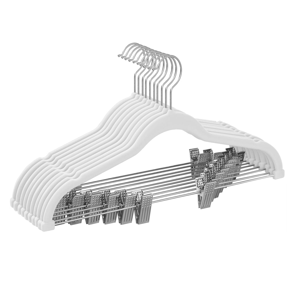 10 Perchas para pantalones de terciopelo de color blanco