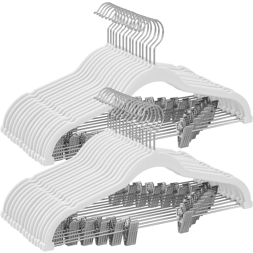 30 Perchas para pantalones antideslizantes de color blanco