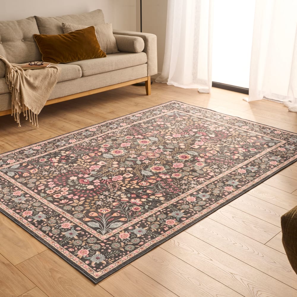 Tapis vintage oriental noir 160x220 cm — vue 4