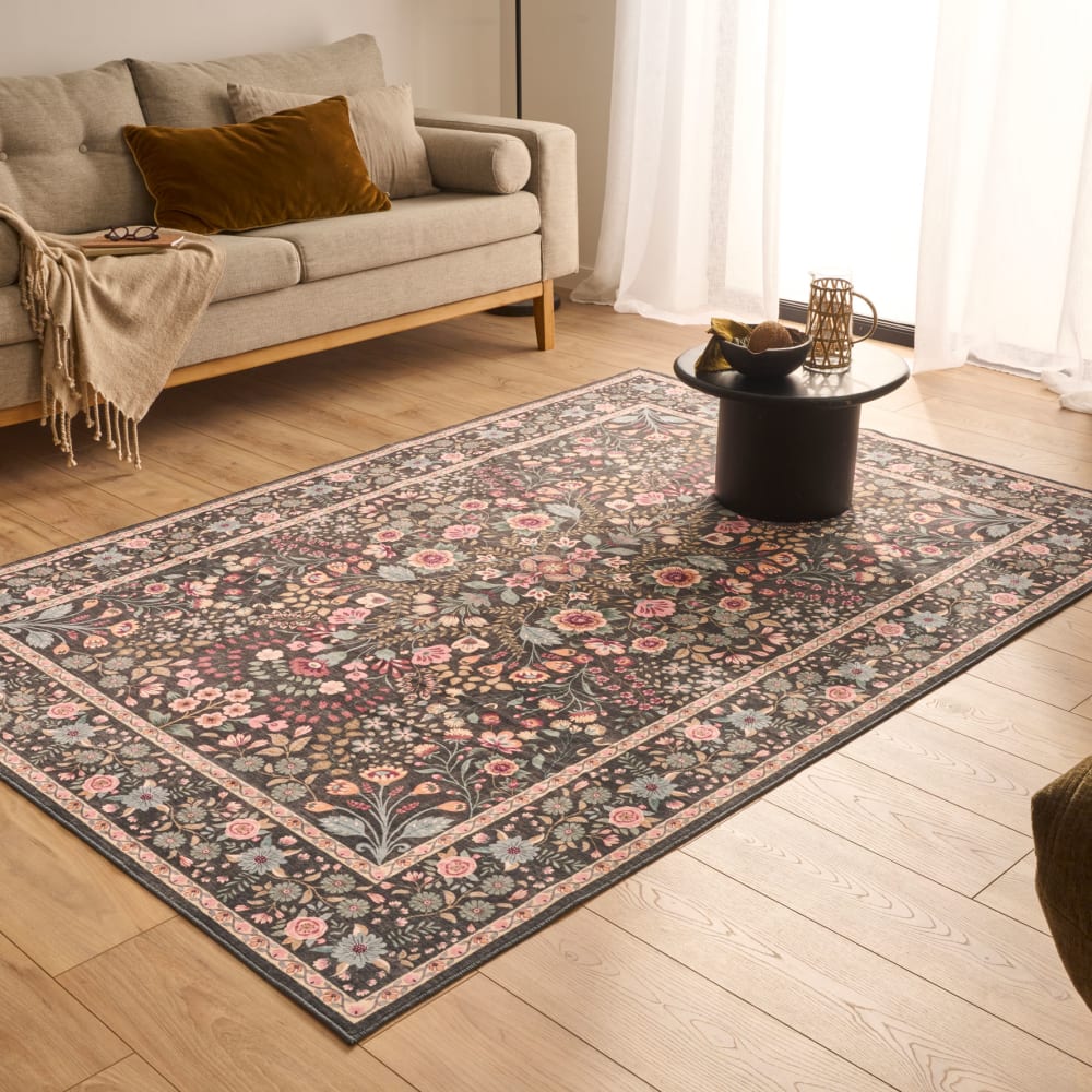 Tapis vintage oriental noir 200x280 cm — vue 3