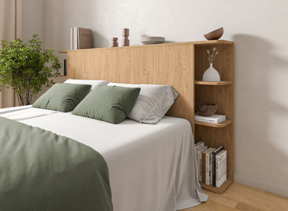Tête de lit avec rangement 200 cm Chêne