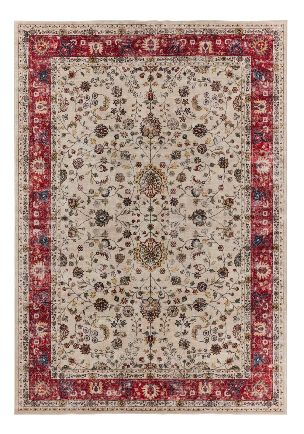 Tapis vintage oriental beige et rouge 160x220 cm