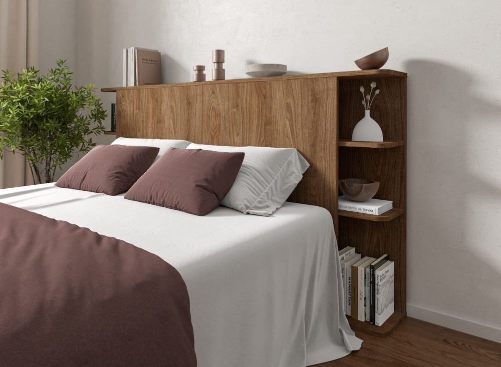 Tête de lit avec rangement 200 cm Noyer