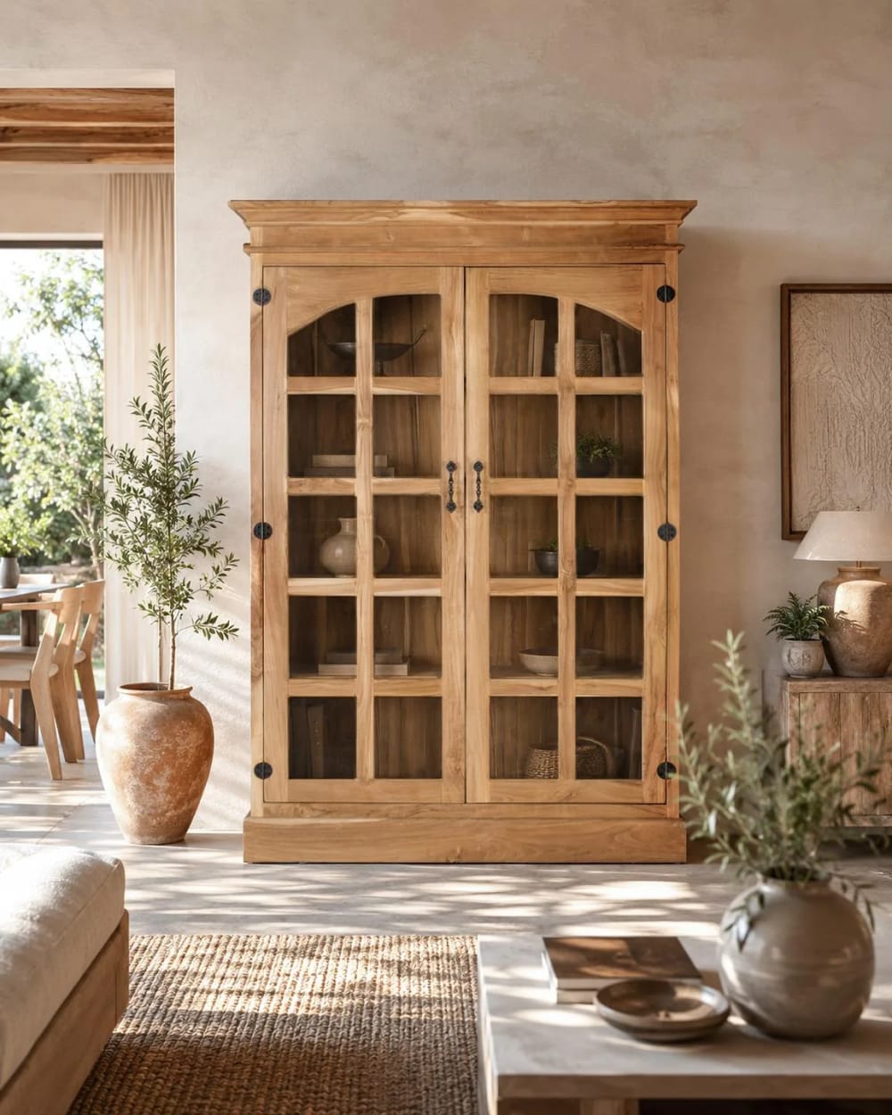 Massives Teakholz-Bücherregal mit 2 Glastüren - Maisons Du Monde