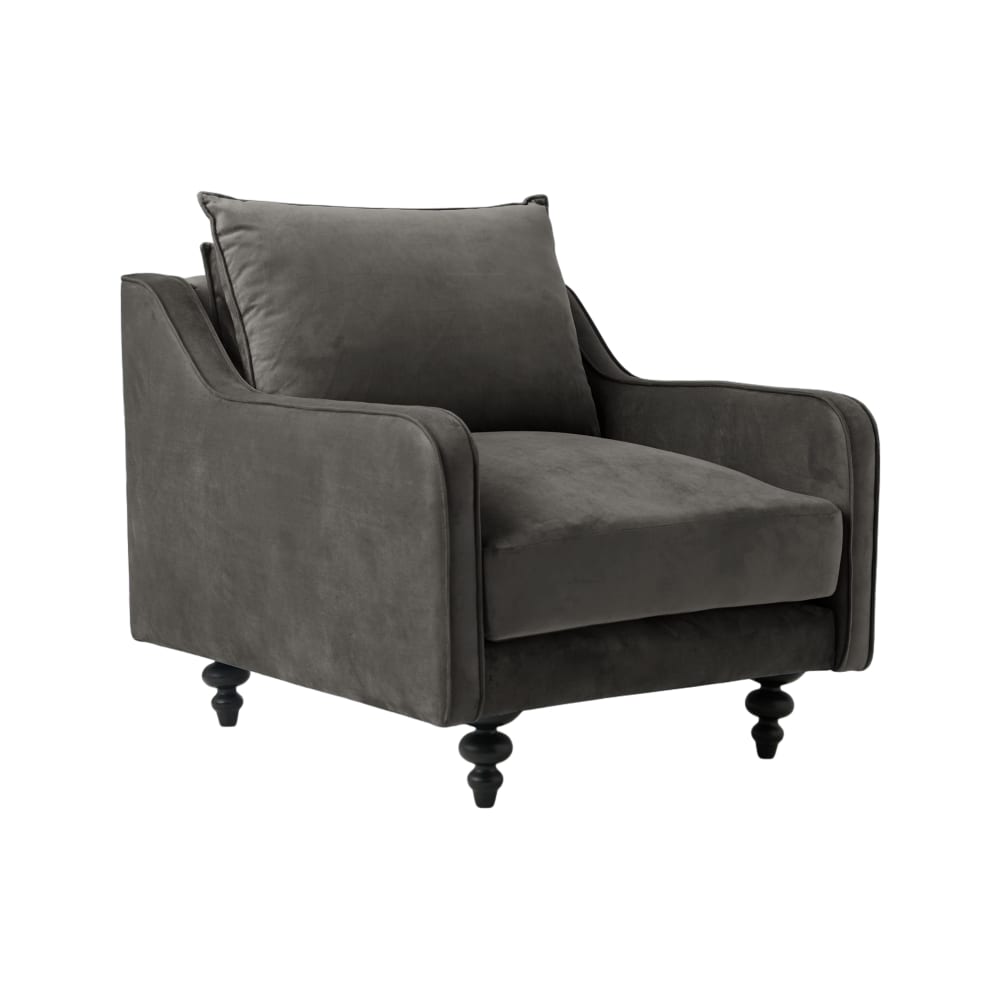 Fauteuil tissu velours h90 gris clair — Beyit