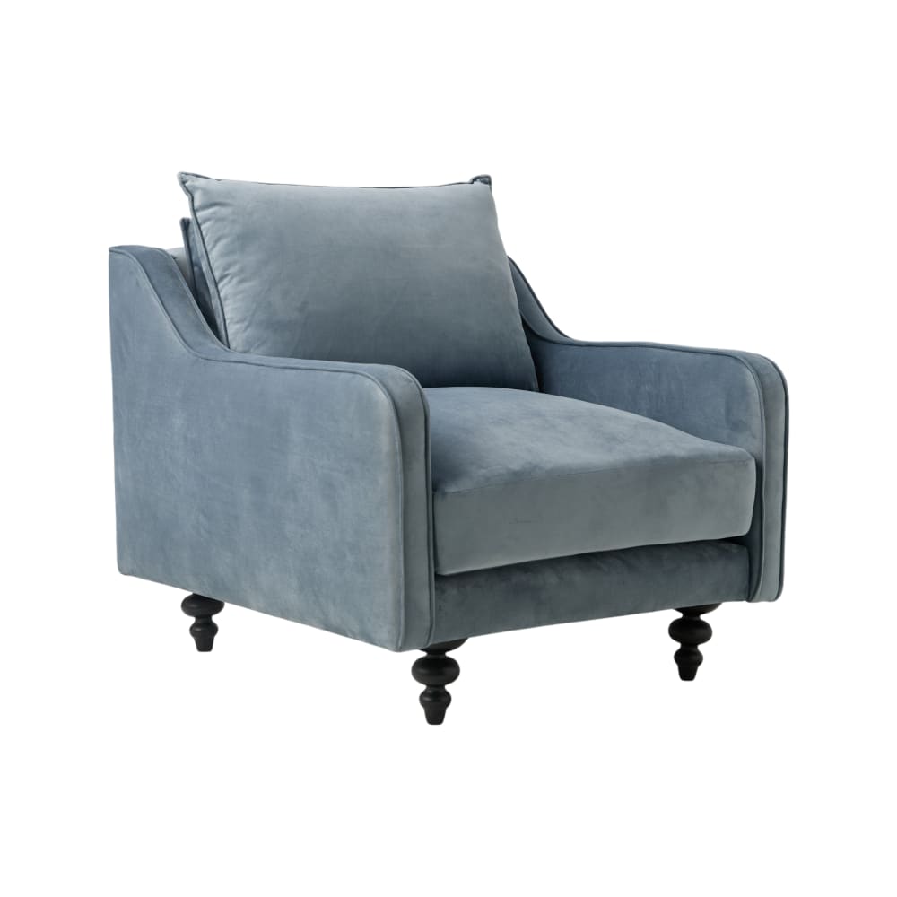 Fauteuil tissu velours h90 bleu gris — Beyit