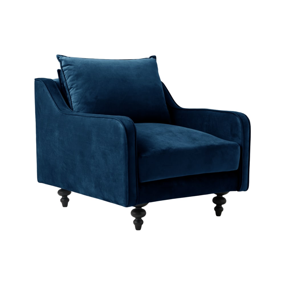 Fauteuil tissu velours h90 bleu — Beyit