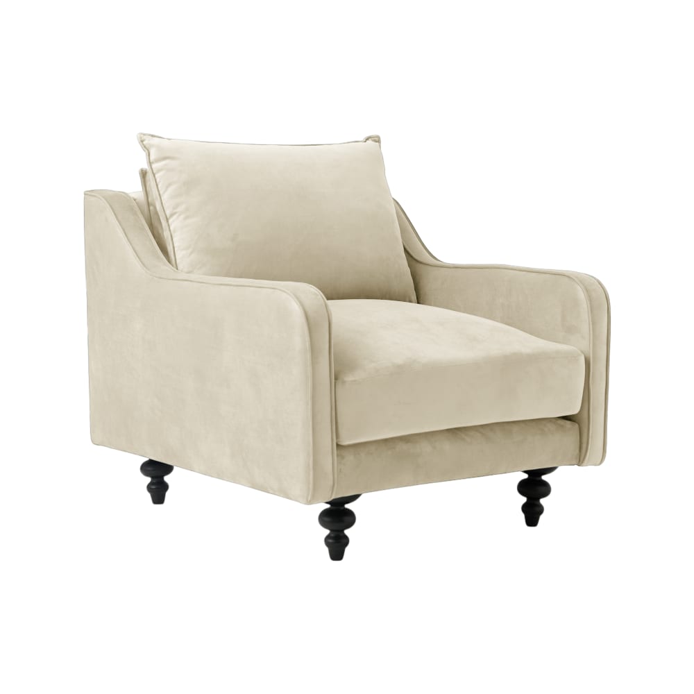 Fauteuil tissu velours h90 ecru — Beyit