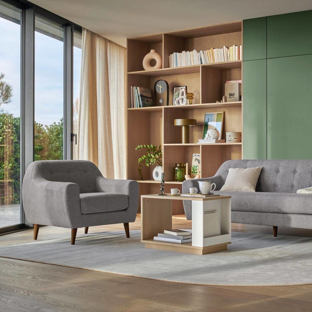 Fauteuil en tissu h78 gris clair