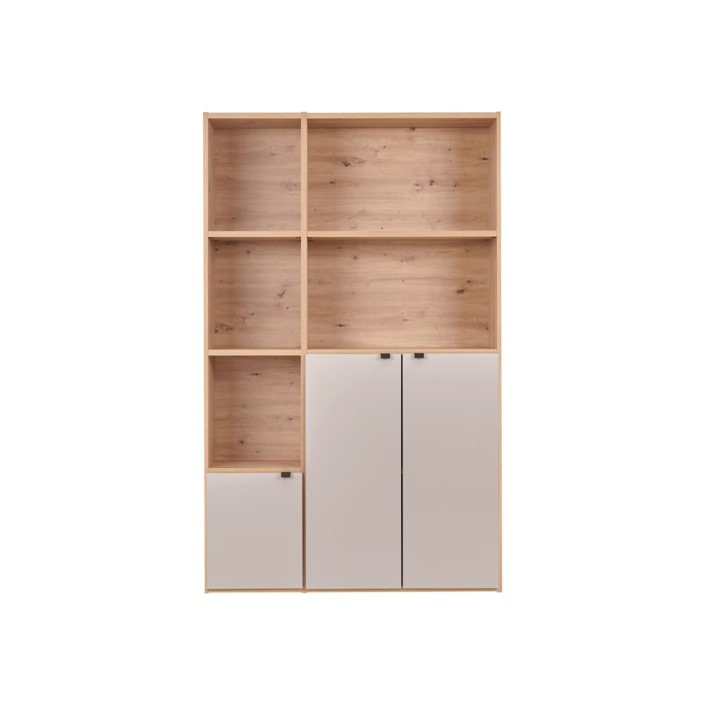 Bibliothèque 3 portes L129 cm  effet bois perle