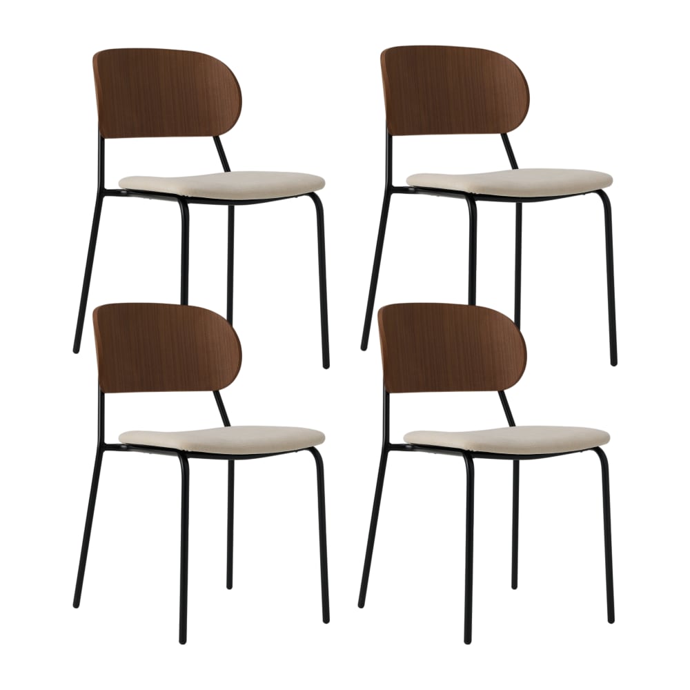Lot de 4 chaises pieds - noyer