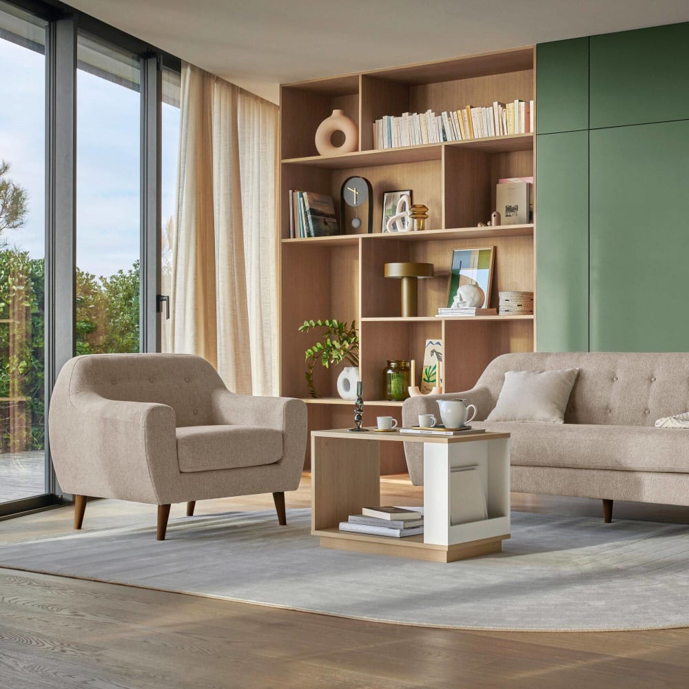 Fauteuil en tissu h78 crème