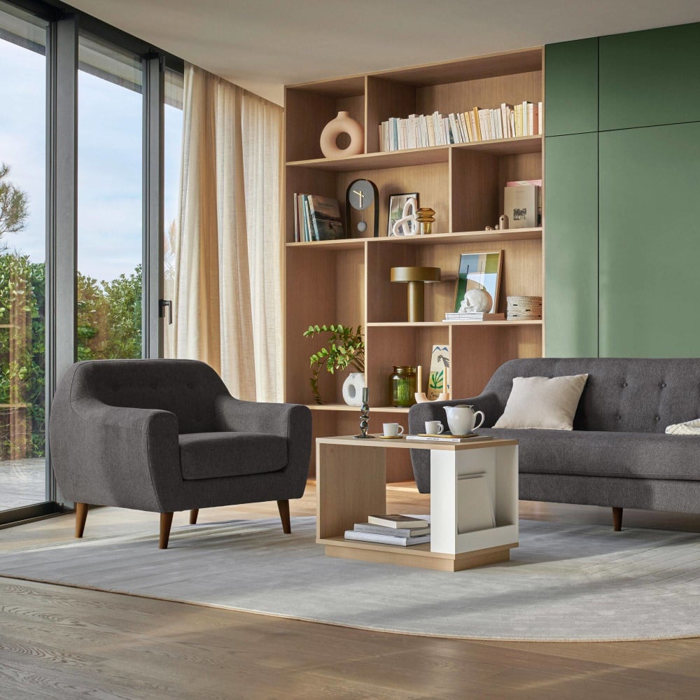Fauteuil en tissu h78 gris foncé