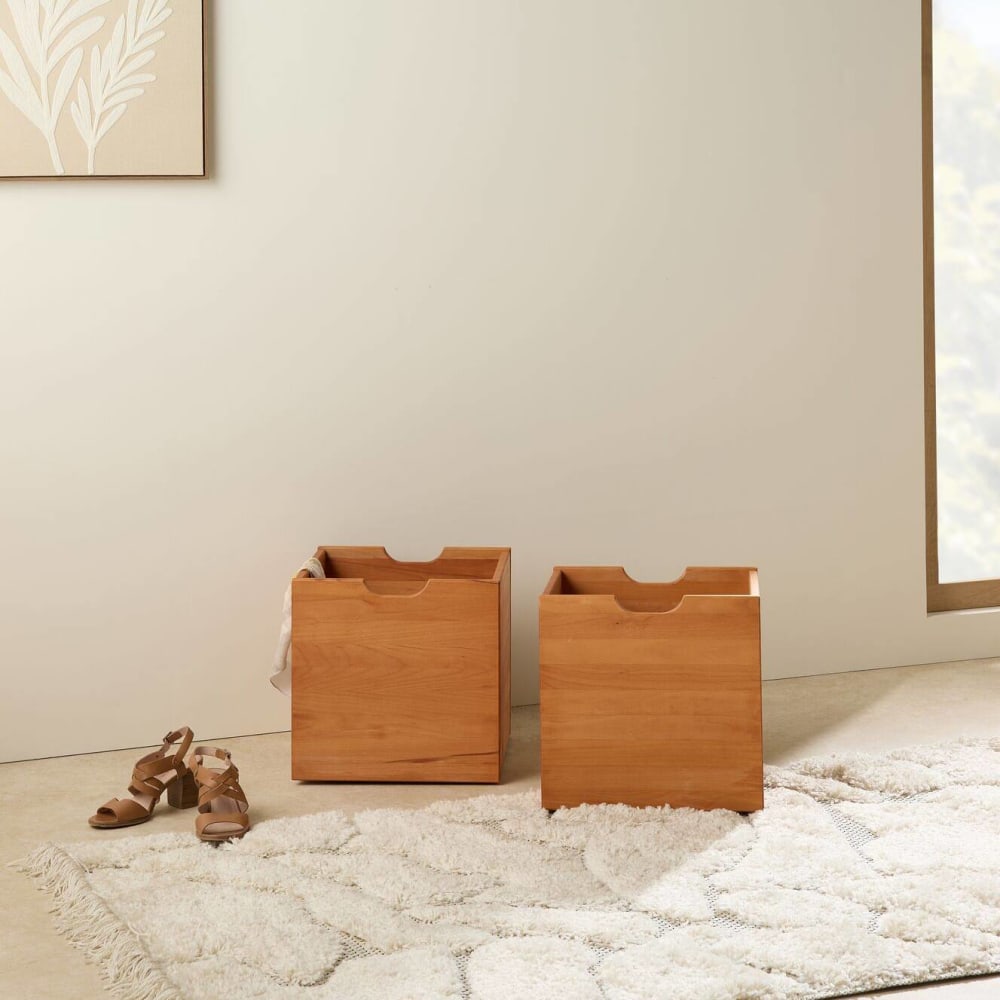 Lot de 2 cubes de rangement H37 hêtre massif