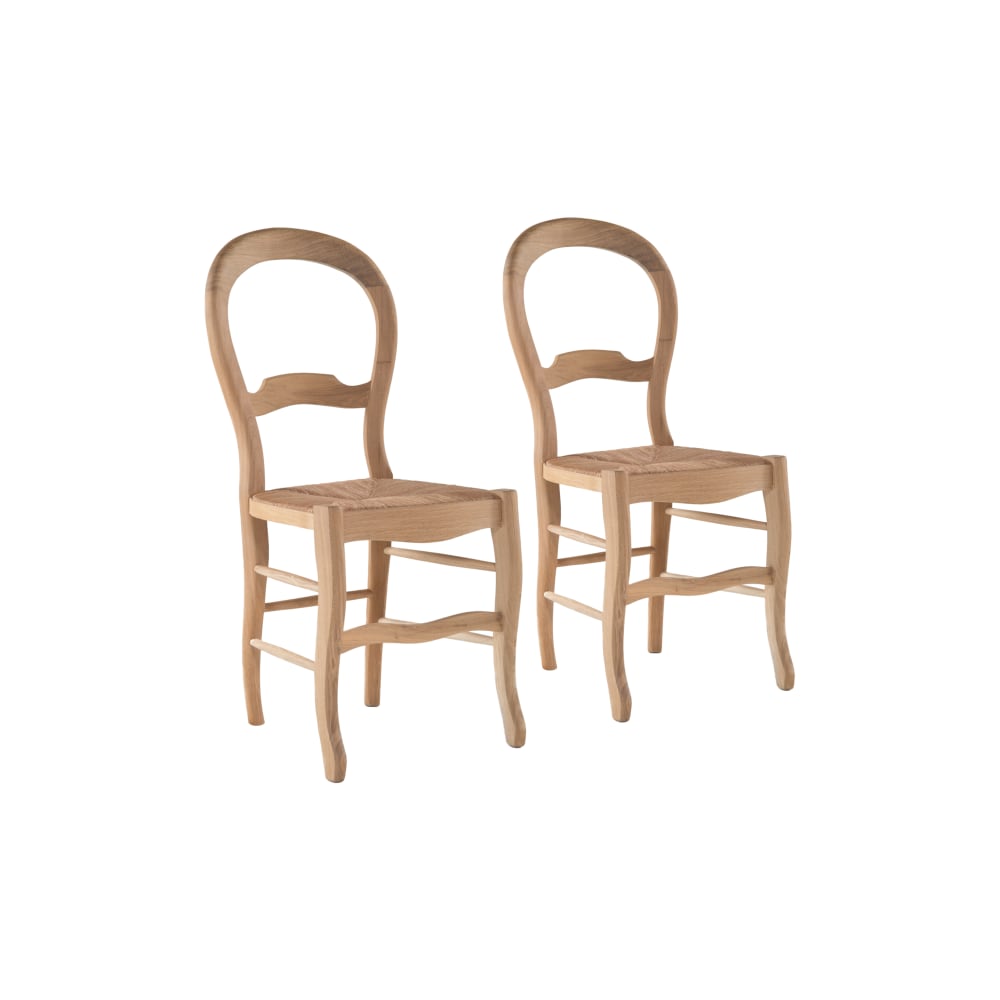 Lot de 2 chaises chêne massif et paille h91 — Beyit