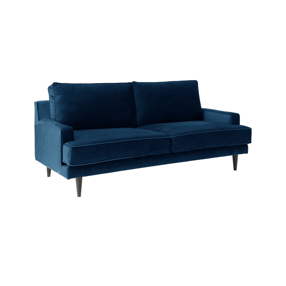 Canapé velours 3 places bleu