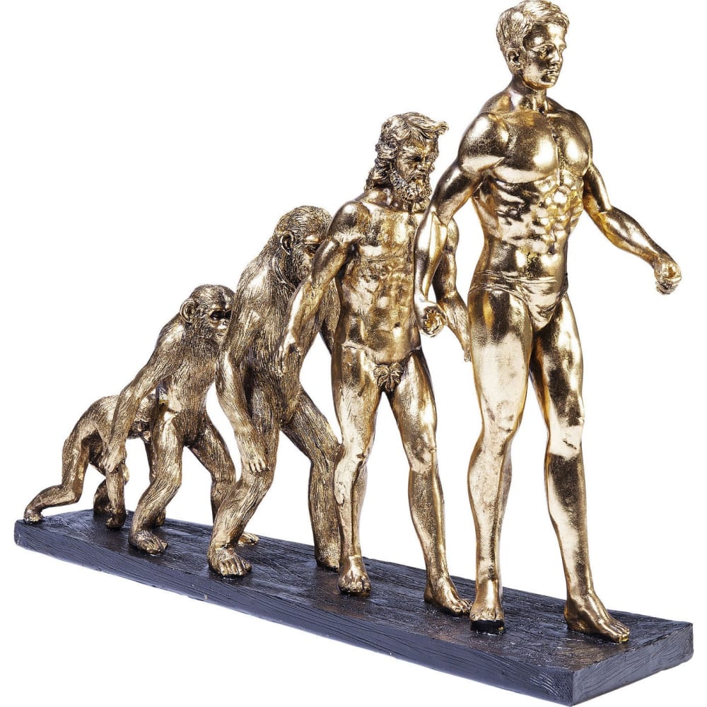 Statuette évolution de l'homme en polyrésine dorée — vue 4