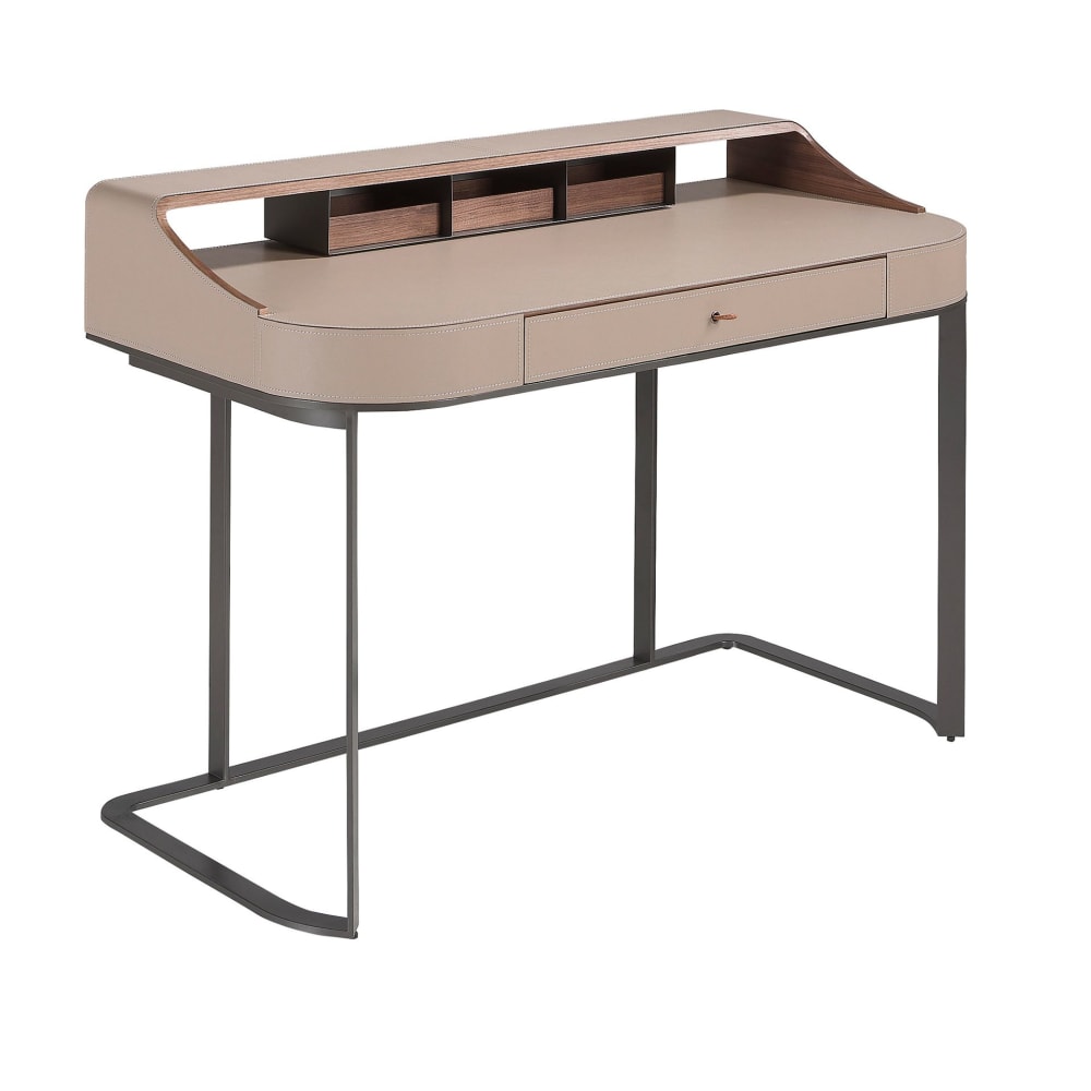 Angel Cerda Schminktisch aus Kunstleder, Nussbaum und grauem Stahl style modern Braun Holz
