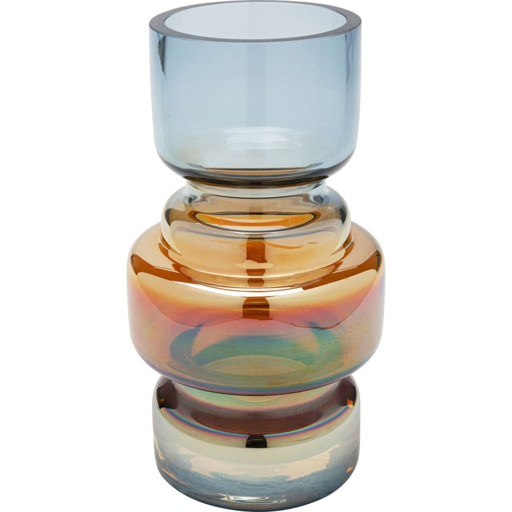 Vase en verre bleu et orange h18