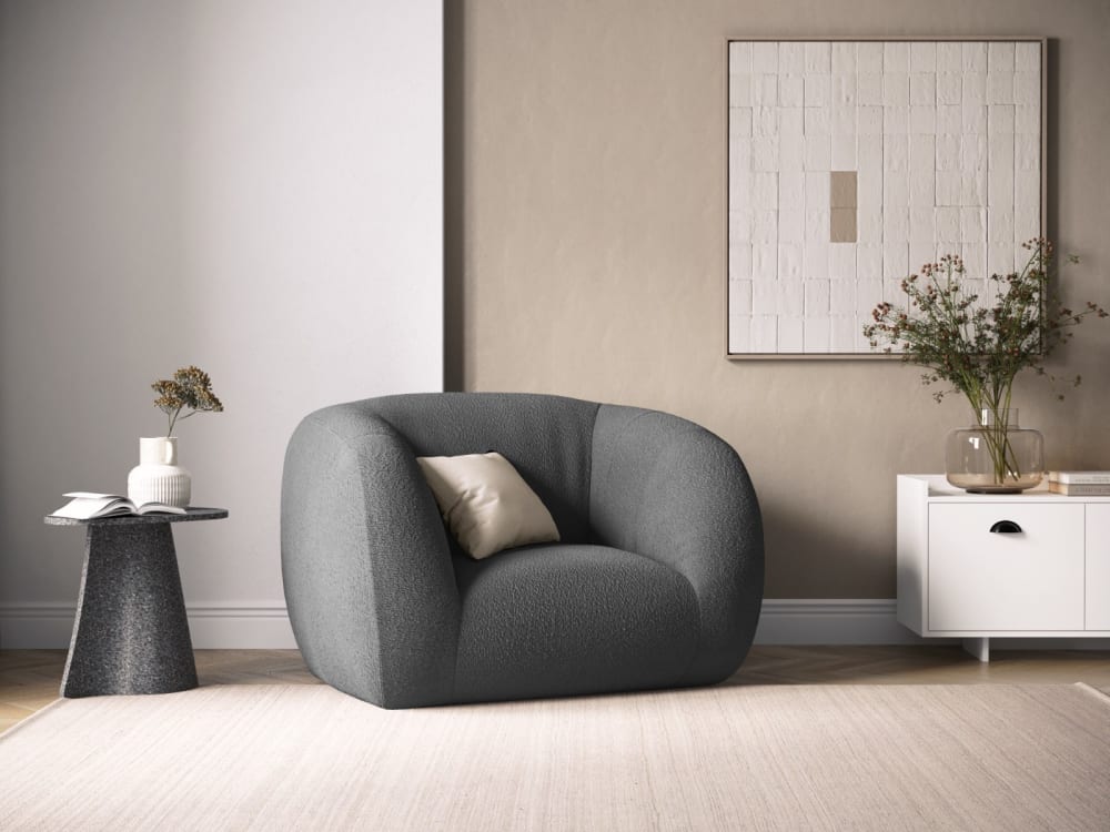 Fauteuil en bouclé gris foncé