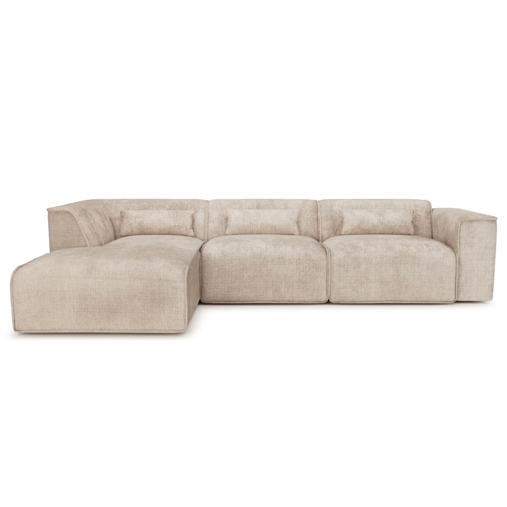 Canapé d'angle en tissu 6 places taupe