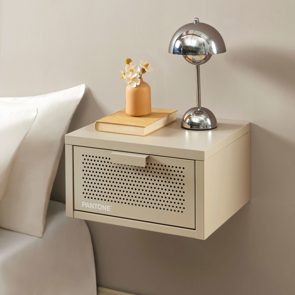 Table de chevet murale métal taupe 40cm