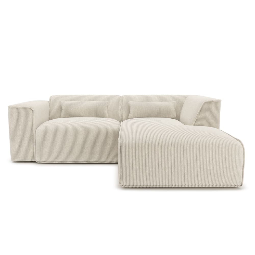 Canapé d'angle en velours côtelé 4 places beige