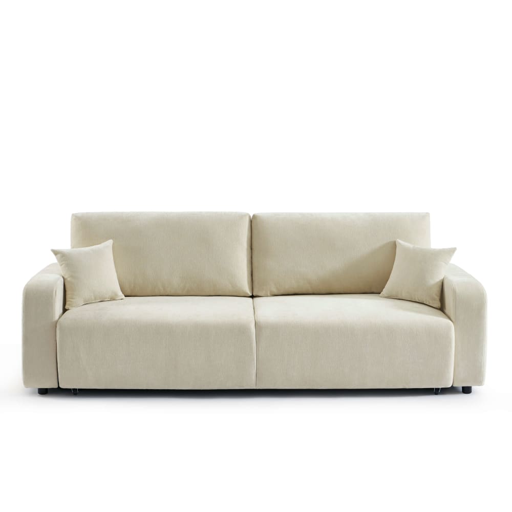 Canapé droit convertible en tissu 3 places beige