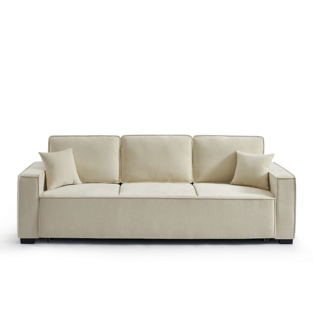 Canapé droit convertible en tissu 3 places beige