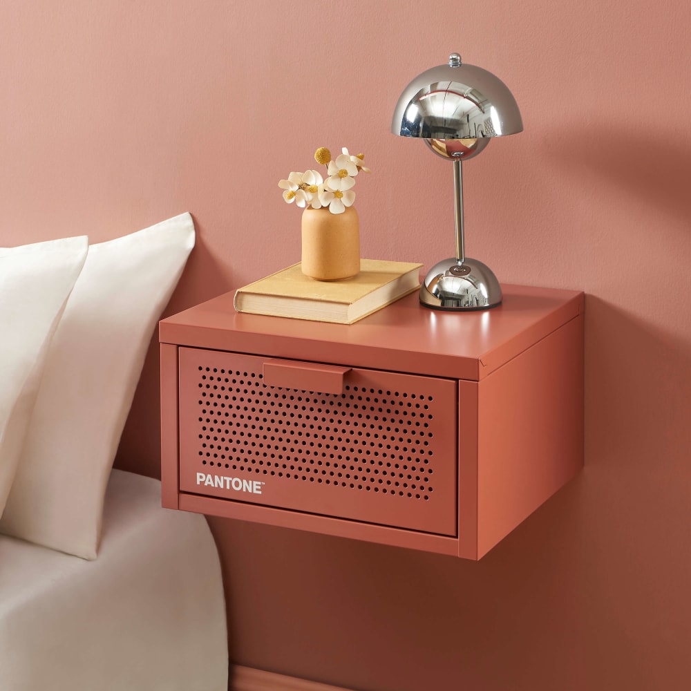 Table de chevet murale métal terracotta 40cm