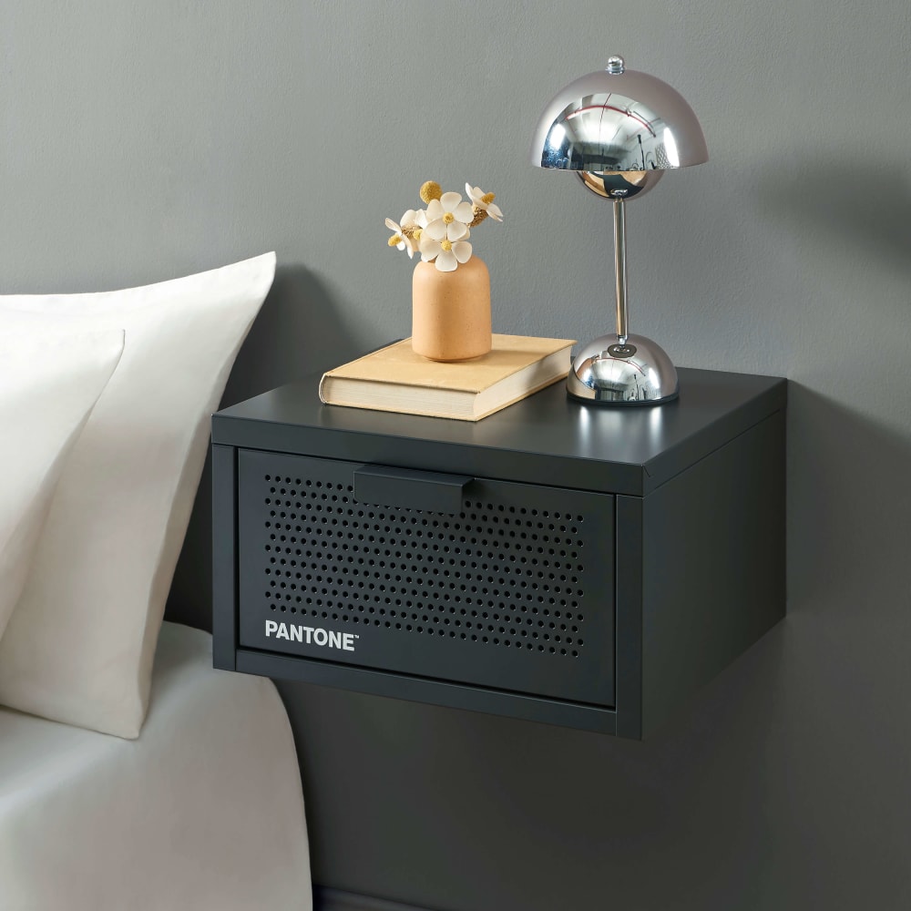 Table de chevet murale métal anthracite 40cm