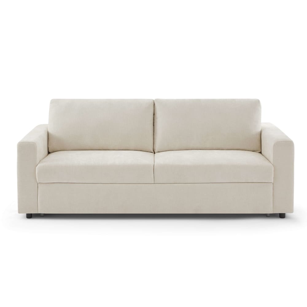 Canapé droit convertible en tissu 4 places beige