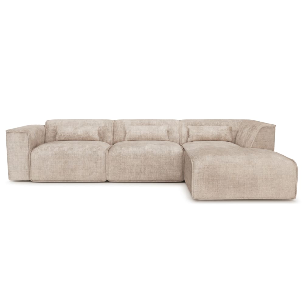 Canapé d'angle en tissu 6 places taupe