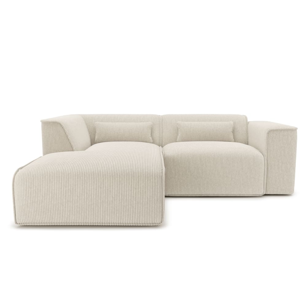 Canapé d'angle en velours côtelé 4 places beige