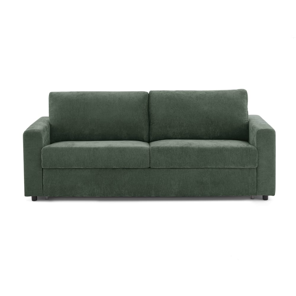 Canapé droit convertible en tissu 4 places vert