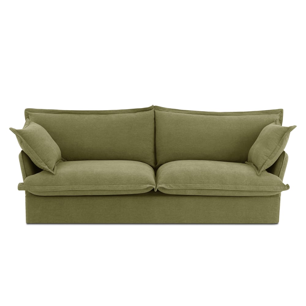 Canapé droit en tissu 3 places vert