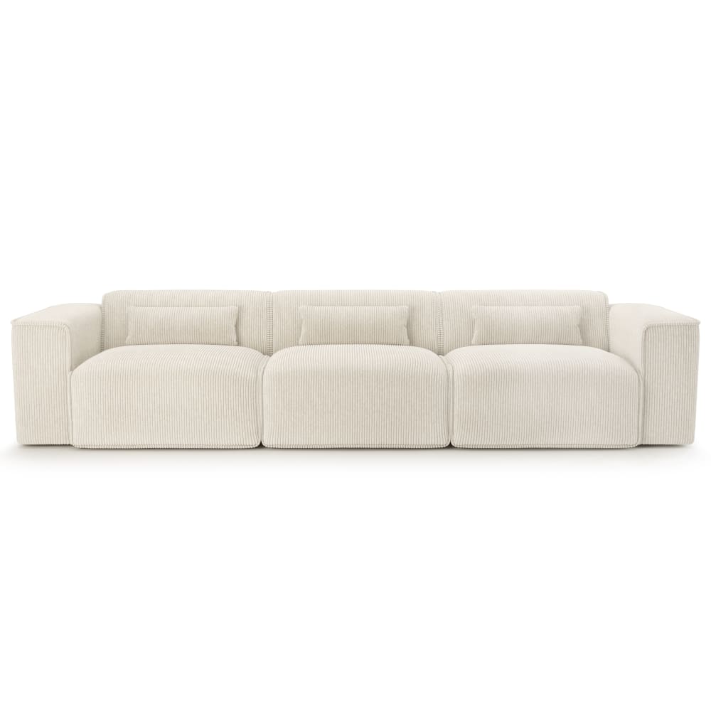 Canapé droit en velours côtelé 5 places beige