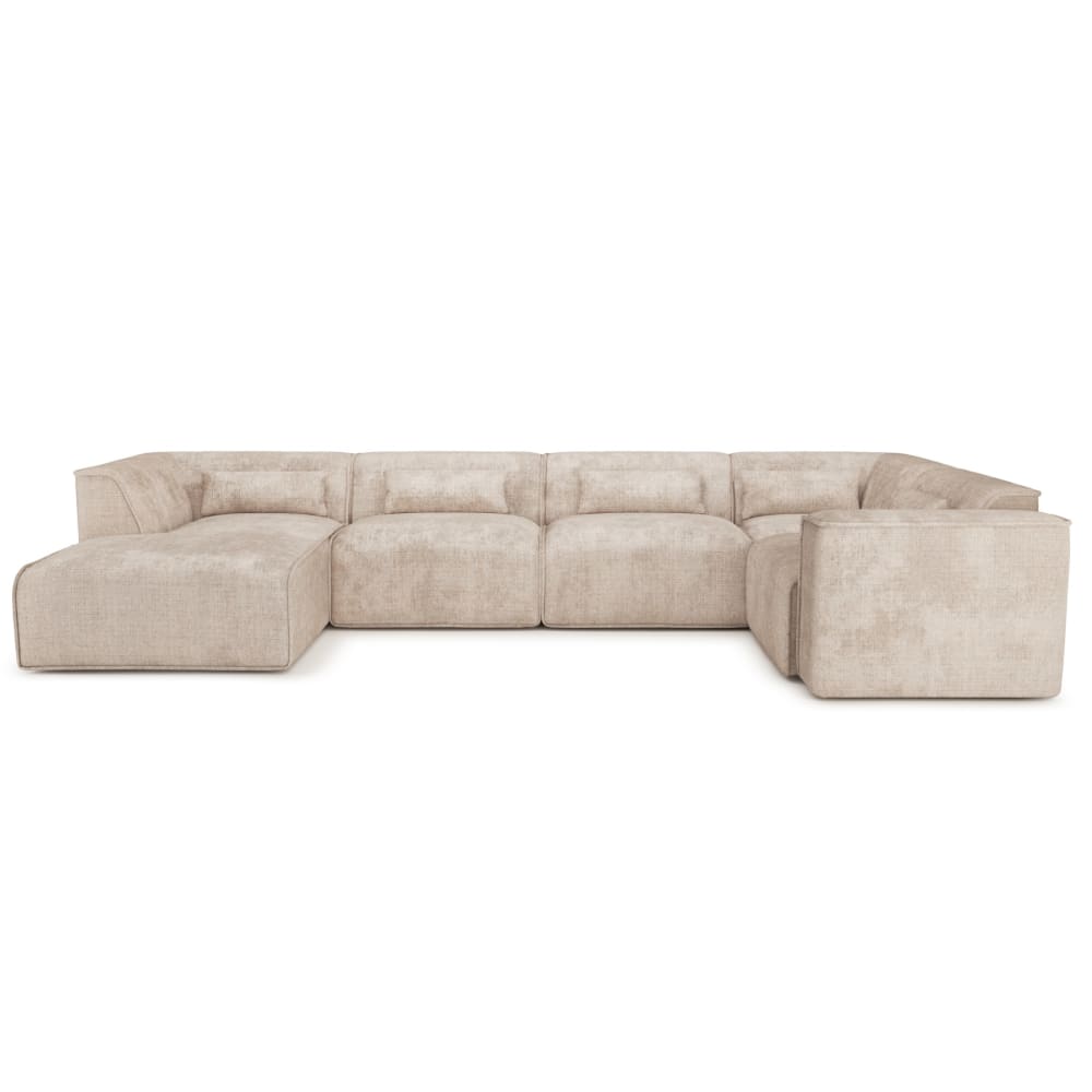 Canapé panoramique en tissu 7 places taupe