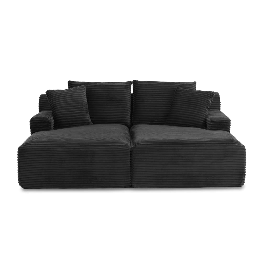 Canapé droit en velours côtelé 3 places gris