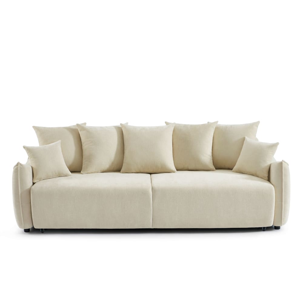 Canapé droit convertible en tissu 3 places beige