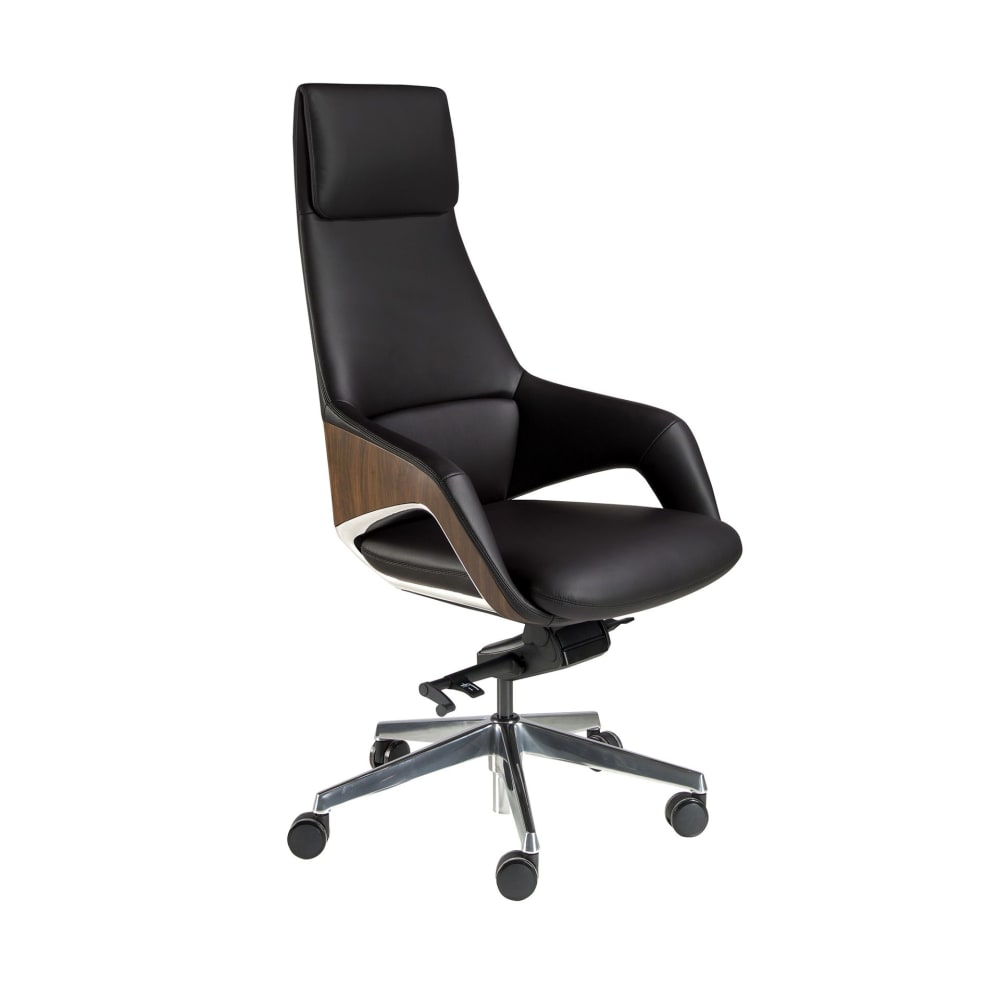 Fauteuil de bureau pivotant en similicuir noir